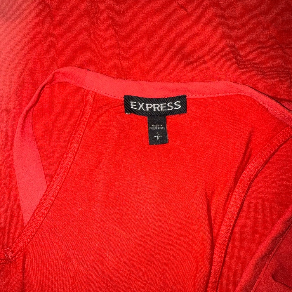 Express Vibrant Red Ruffle Tank Top - Picture 3 of 5